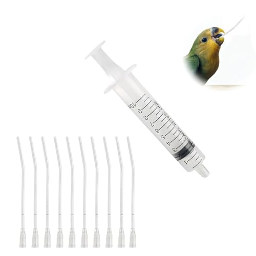 Jeringa de Alimentación,10 ml Juego de Jeringas de Alimentación con 10 Tubos,Herramienta de Alimentación Manual para Loros,Palomas,Gorriones y Animales Pequeños,Fácil de Limpiar y Reutilizable