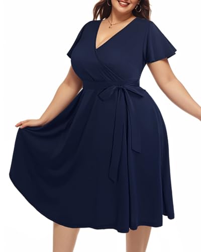 Pinup Fashion Plus Size Navy Dresses for Women...