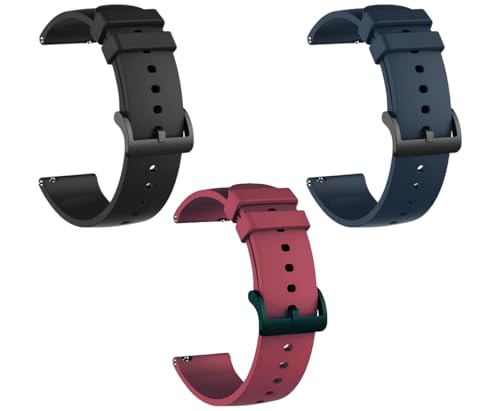 Estrenar 19mm Watch Strap Band Soft Silicone Replacement Wristband with Metal Buckle Straps Belt Compatible with Noise ColorFit Pulse, Beat, Pro 2/Oxy & Boat Strom (19MM) Black,Wine,Navy (B0CXQ7GDQM) Amazon Price History, Amazon Price Tracker