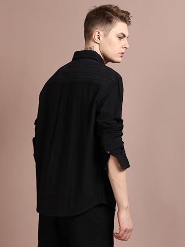 Image of StitchX Men's Full Sleeve Pintuck Striped Casual Cotton Shirt