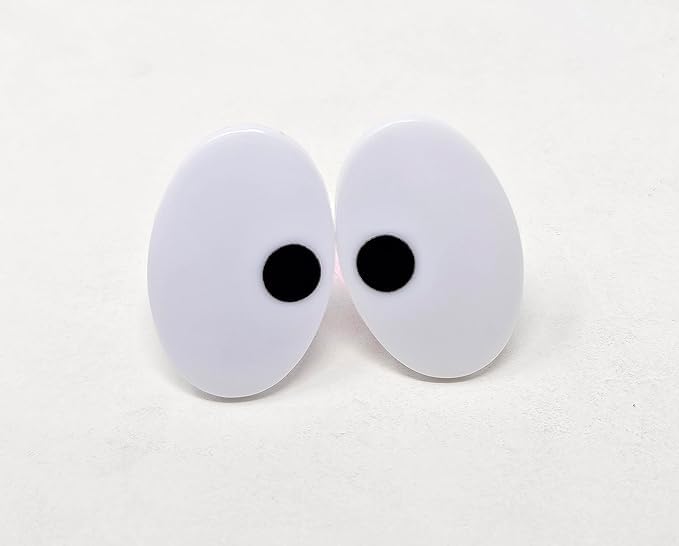 Zim's 25mm Oval Black and White Dot Comical Cartoon Plastic Safety Eyes for Craft Amigurumi Dolls, Toys or Puppets (Bulk Pack of 144)