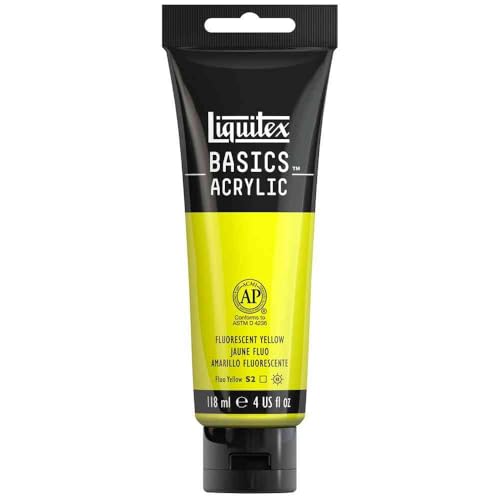 Liquitex 8870073 Basics Acrylfarbe Gelb Fluo – 118ml Tube, lichtecht, mittlere Viskosität, seidenglänzend, monopigmentiert, Archivqualität Liquitex 8870073 Basics Acrylfarbe Gelb Fluo – 118ml Tube, lichtecht, mittlere Viskosität, seidenglänzend, monopigmentiert, Archivqualität