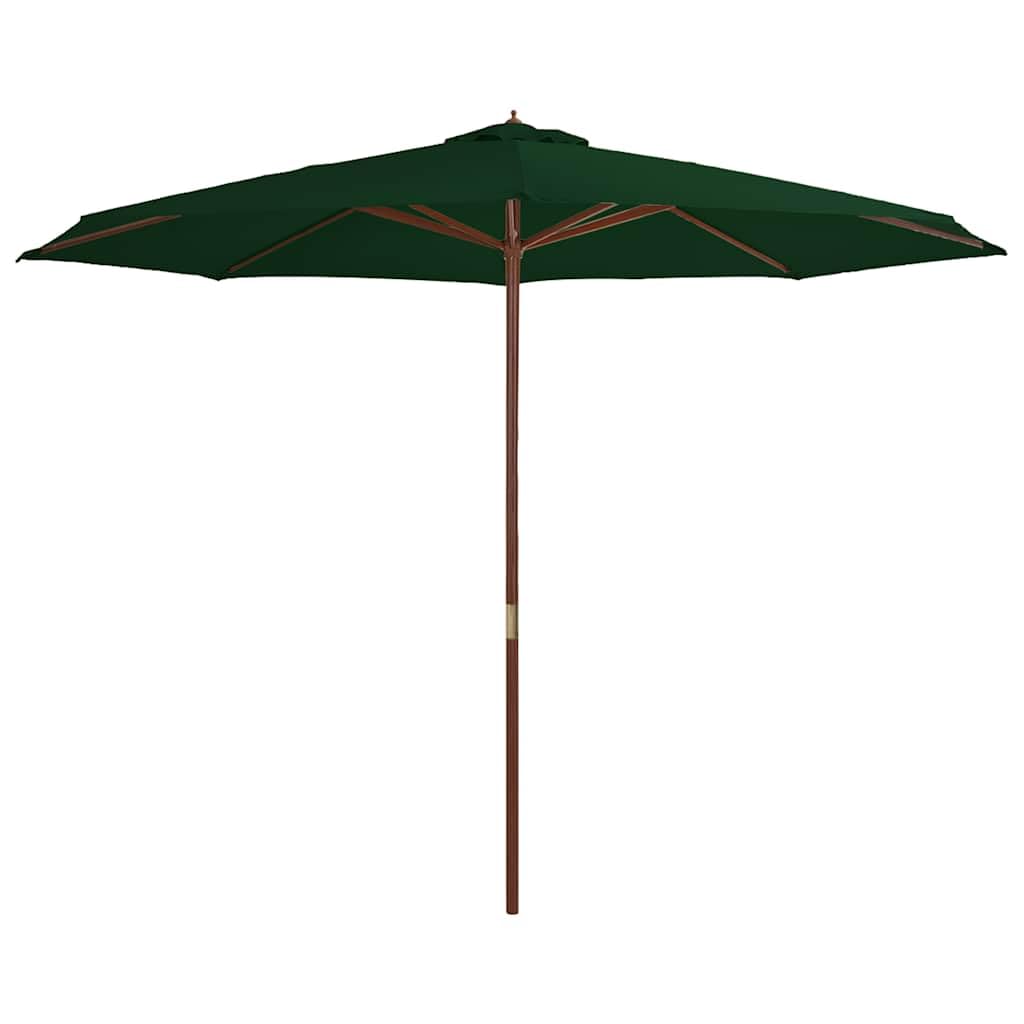 Vidaxl Green Garden Parasol With Wooden Pole 350 Cm