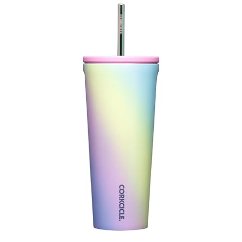 Comparison: Best Unicorn Insulated Cup 9 Corkcicle Cold Cup Insulated Tumbler with Straw - Keeps Drinks Cold for 12 Hours - Triple-Insulated Stainless Steel - Leak-Resistant Lid - Summer Drinkware Gift - 24 oz - Rainbow Unicorn