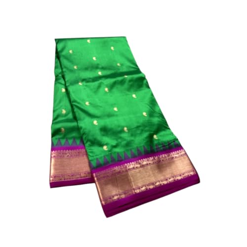 Kaushya Pure Silk Gadwal Paithani Saree with Rukmini Border Elegant Handloom Indian Sari Vibrant Traditional C
