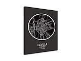 Ideal para decoraciones Foto Canvas Cuadro Mapa Sevilla España en Lienzo Canvas Impreso Decorativo  Cuadros Modernos