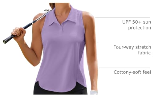 Image of PINSPARK Women's Golf Shirt Racerback UPF 50+ Tennis Tank Top with Collar