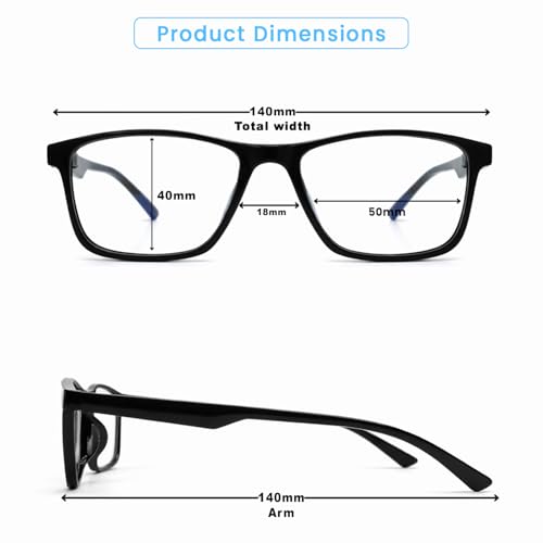 Image of UV Protection Glasses Blue Cut Blocking Harmful Rays Glasses for Men & Women Zero Power Computer Specs Eye Protection Lightweight Frame with Case & Cleaning Cloth