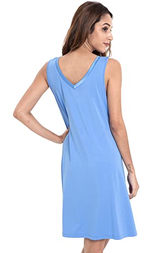 Image of GYS Cooling Bamboo Viscose Nightgowns for Women, Lightweight Sleeveless V Neck Sleep Shirt for Hot Sleepers, Soft Night dress