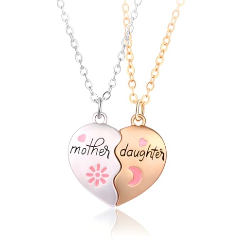 Mother Daughter Necklace Magnetic Matching Heart Mother Daughter Son Mom Necklace Gifts for Women Girls Boys