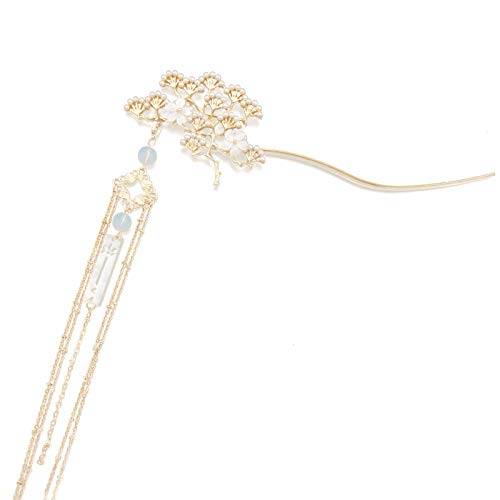 DIYstore Vintage Pearl Tassel Flowers Chinese Style Hair Sticks Hairpin, Stick Hanfu Chinese Chignon Pin Chinese Traditional Headwear Bridal Hair Accessories
