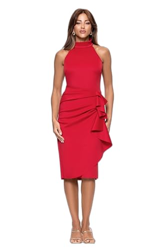 Image of Xscape Womens Long One Shoulder Sleeveless Stretch Scuba Crepe Sheath Gown