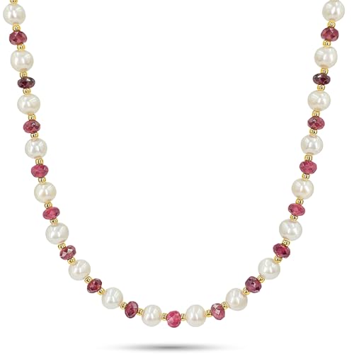 real pearls and garnet stone strand...