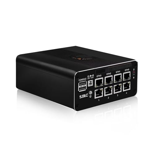 SJRC Mini PC 12th Gen N100, 8X 2.5GbE i226V LAN Small Desktop Computer Barebone, Triple 4K Display, TF Slot, DDR5 Mirco Firewall/Server for Home Office & Networking, No RAM/SSD/OS