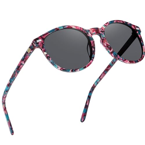 DUCO Lunettes de Soleil Femme Polarisées Mode Rétro Vintage la Protection UV 400 pour Conduire Voyager DC1230 (Tortue)
