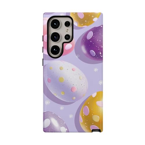 Coque antichoc Galaxy S24 Ultra violette aux motifs de Pâques