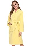 Kniffi Kimono Bathrobe for Women Terry Cloth Robes knee length towel Bathrobe Yellow M