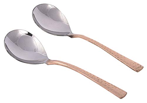 Toyinngg Diwali Dhanteras Gift Stainless Serving Spoons Set of 2 Indian Dinnerware Serveware