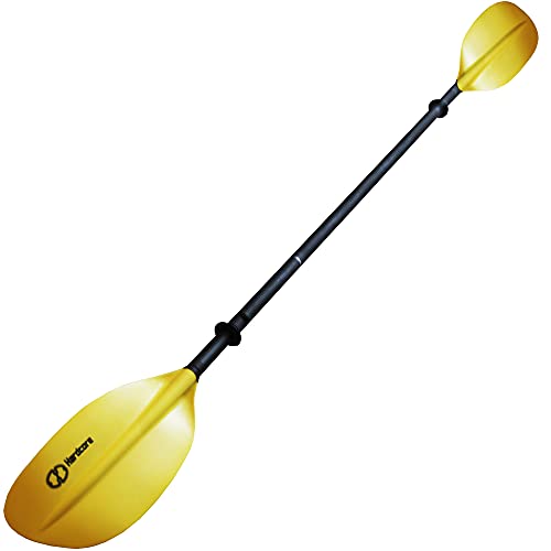 Hardcore Water Sports 205 cm. Kayak Paddle Curved Blade 2-pc with Aluminum Shaft (Yellow)