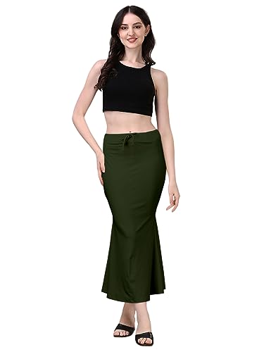 Image of Women's Saree Shapewear Petticoat, Cotton Blend Stretchable Mermaid Skirt, High Waist Tummy Control, Smooth Curve Fit with Adjustable Drawstring