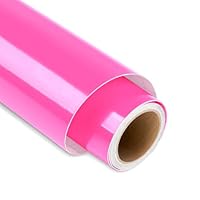 Fluorescent Pink Permanent Vinyl for Cricut - 12\" x 5FT Neon Pink Cricut Vinyl Roll, Outdoor Self Adhesive Vinyl Roll for Decor Sticker, Party Decoration, Car Decal