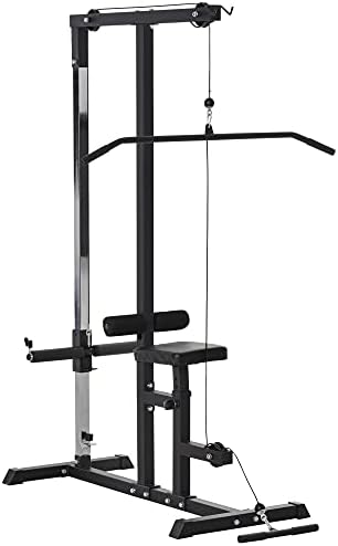 HOMCOM Power Tower Adjustable Pulldown Machine, Dip Station Stand Weighted Ab Crunches Workout Abdominal Exercise For Home Gym Tower Body Building