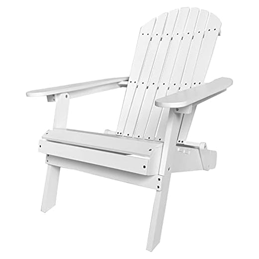 Adirondack Chair,Folding Wooden Lounger Chair，All-Weather Chair for Fire Pit/Garden/Fish with 250lbs Duty Rating，White