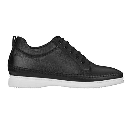 Image of CALTO Men's Invisible Height Increasing Elevator Shoes - Black Leather Lace-up Casual Fashion Sneakers - 3 Inches Taller - S4311 - Size 9 D(M) US