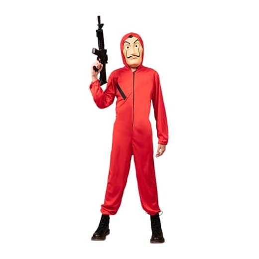 Ciao -Traje y máscara ladrón Papel original Casa de Papel (Talla Niño) Trajes, Color Rojo, 706842-TXS