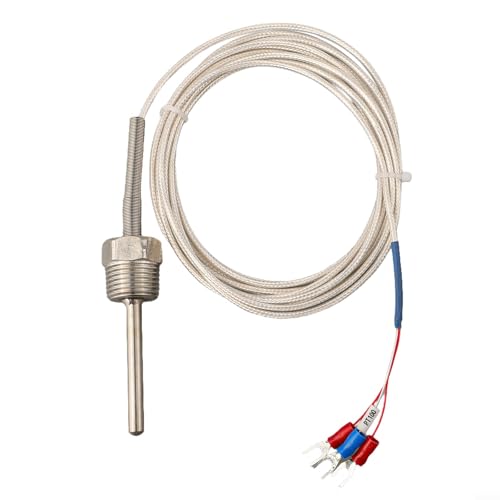 Glewi para RTD para sensor de temperatura Pt100 Sonda de acero inoxidable 3 Cable de alambre  50 a 200C PT1/2 rosca para uso industrial