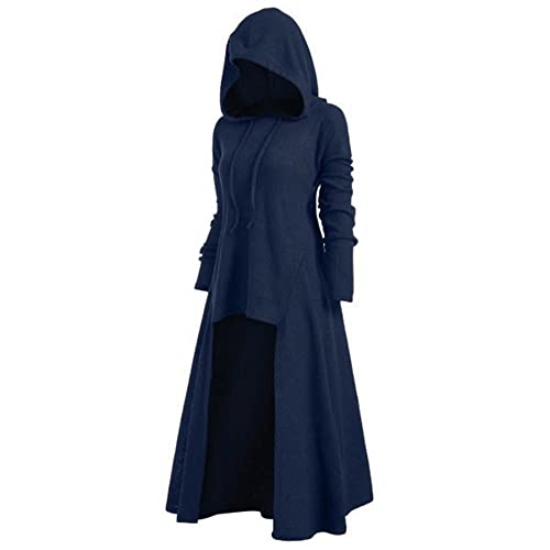 Women Sweater Dress Hooded Costume High Low Drop Shoulder Longline Gothic Pullover Outfit