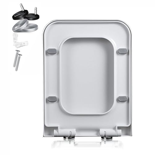 Abattant WC carré à fermeture douce et mécanisme de dégagement rapide - 2