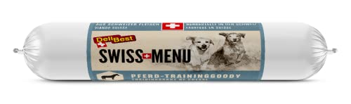 DeliBest Swiss MENU TrainingGoody Pferdefleisch I aus frischem Pferdefleisch und natürlichen Zutaten I Trainingsleckerlie I Hunde Snack für Sensible Hunde I Leckerlies für Hunde 200 g