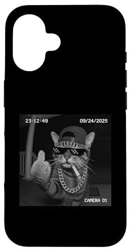 Funny Cat Flipping Off Middle Finger On Security Camera X}zP[X iPhone 16 p