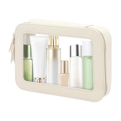 Image of Clear Makeup Bag Waterproof PVC Cosmetic Storage Case for Women Travel Toiletry Bags Portable Travel Pouch Organizer Bags with Zipper Emergency Kit Bag for Girls