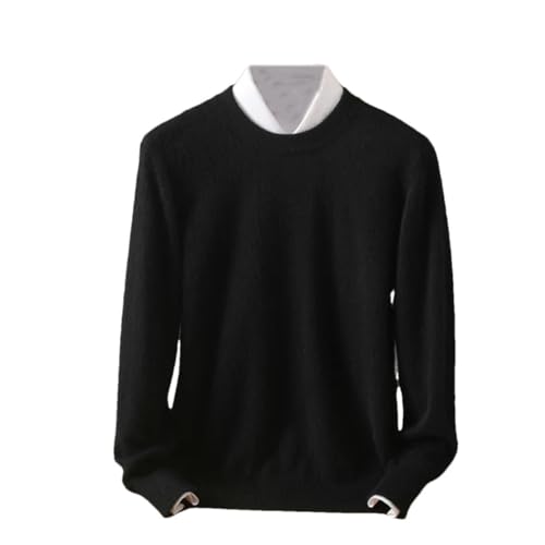 Men Mink Sweater Crew Neck Warm Solid Color Long-Sleeved Short Knitting Casual Jumper Tops