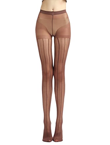 Image of Sahabowi Women Tights, Female Sheer High Waist Pantyhose, Vintage Control Top Stockings