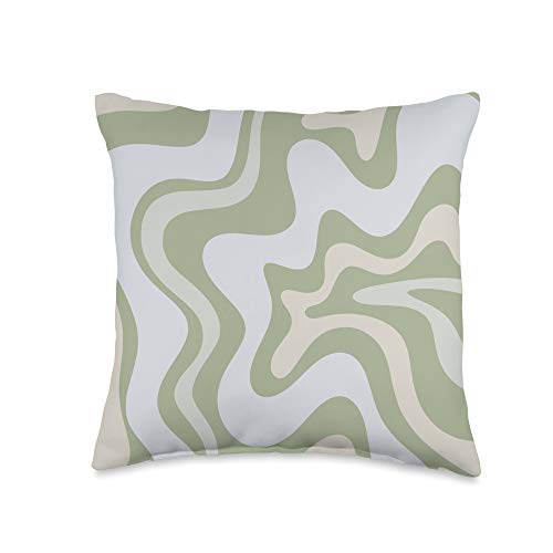 Kierkegaard Design Studio Abstract Swirls Pattern in Sage Green Throw Pillow, 16x16, Multicolor
