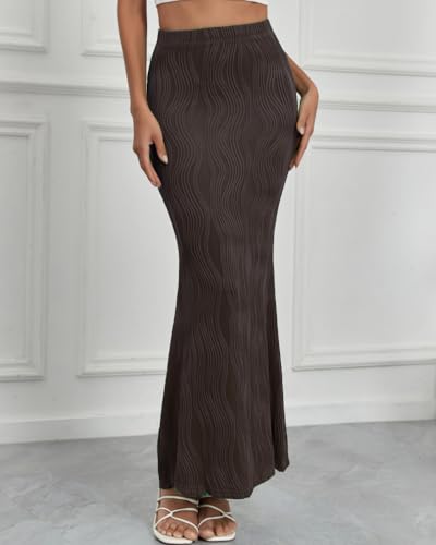 Sulozom Women's Summer Casual High Waist Bodycon Fishtail Mermaid Maxi Long Skirt2