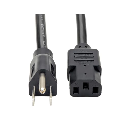 Tripp Lite P007-006 Heavy Duty Computer Power Cord, 15A, 14AWG (NEMA 5-15P to IEC-320-C13), 6-ft Black