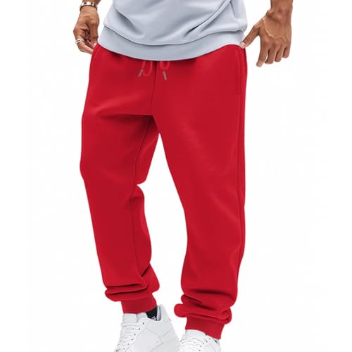 Sweatpants for Men Heavyweight Fleece Baggy Open Bottom with Pockets Elastic Waist Drawstring Casual Joggers Trousers4