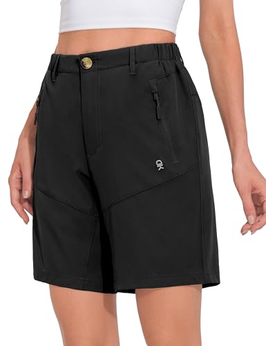 Little Donkey Andy Women's Stretch Quick Dry Cargo Shorts for Hiking, Camping, Travel Black Size L
