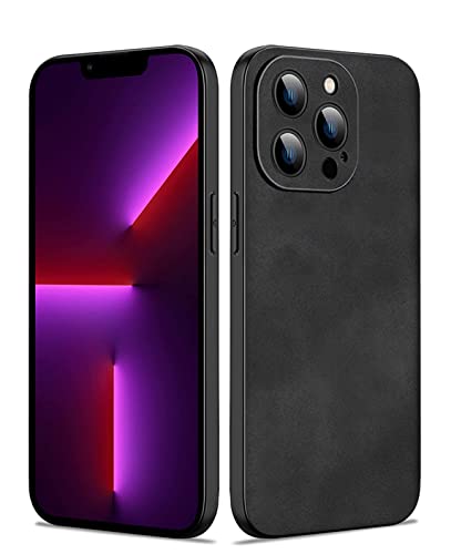 Coque iPhone 13 Pro en TPU souple et cuir noir léger