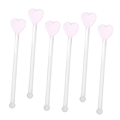 Cabilock 6Pcs Glass Stirring Sticks Delicate Heart Cocktail Stirrers for Home Bars Cafes Restaurants Smooth Surface for Drinks and Desserts
