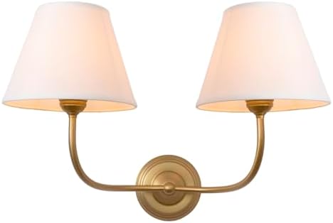 Vintage 2-Lights Fabric Sconces Wall Lighting with White Cloth Sh...