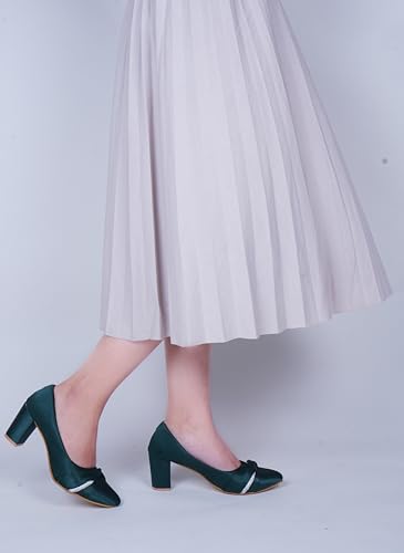 Image of TRYME Chunky Heel Bellies Women's Fashion Pointed Block Heel Pump Shoes for Party and Formal Occasions