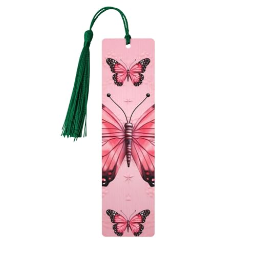 タッセル付き蝶柄しおり、木製しおり 女性用 男性用 ハンドメイド ブックマーク 読書ページマーカー 木製タグ オーナメント 誕生日 教師 ギフト