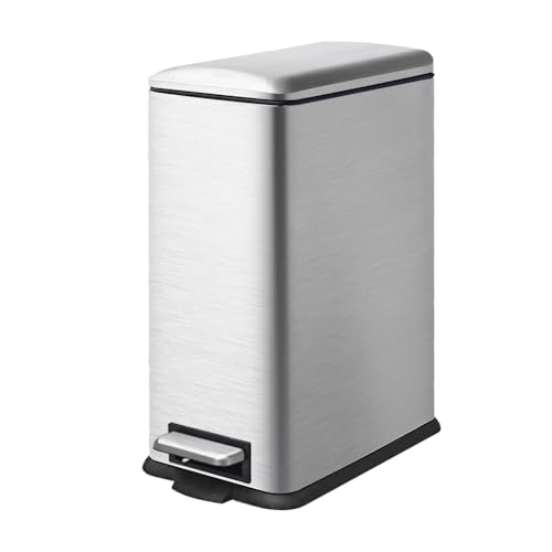 JM ·YIPENG Cubo de cocina de 30 l, cubo de acero inoxidable con tapa de cierre suave, cubo interior extraíble con pedal delgado para el hogar, baño, cocina, dormitorio y oficina