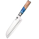 Dnifo Santoku Knife - 7-Inch Japanese Style Chef Knife, Multifunctional Ultra Sharp High Carbon Stainless Steel Kitchen Chopping Knife, Ergonomic Logs & Resin Handle