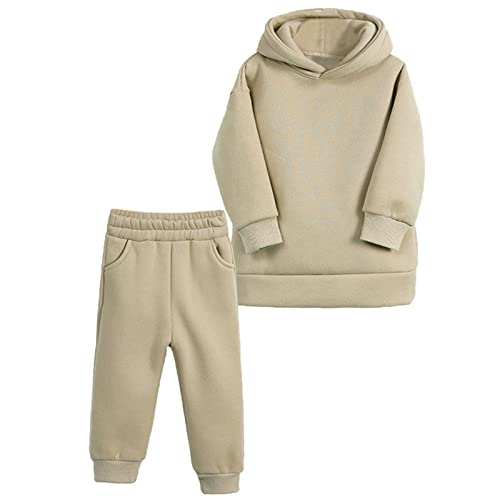 Image of Boys Girls Fall Winter Soft Fleece Lined 2 Piece Athletic Hoodie and Jogger Pants Tracksuit Set,18 Months-14 Years